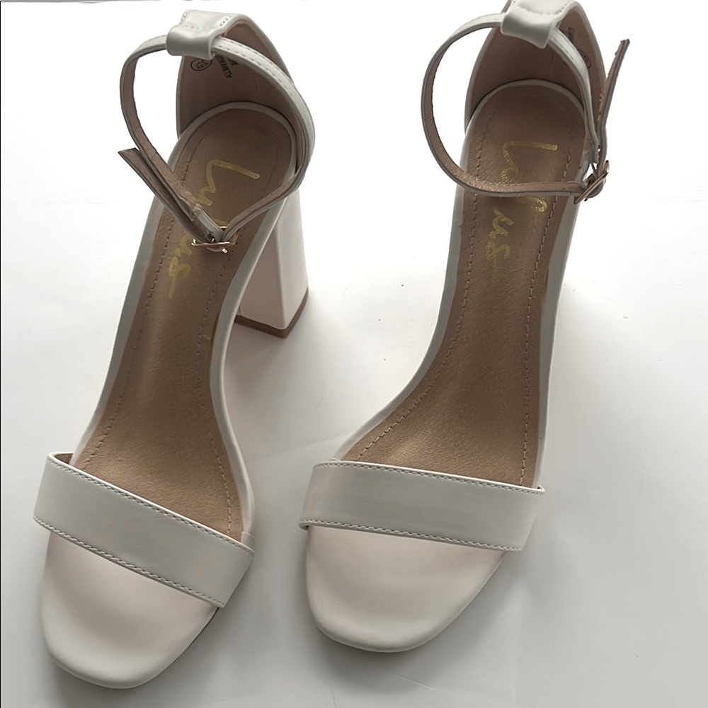 Lulu's Cream Block Heel Sandals